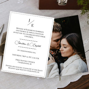 Invitation Mariage photo monogramme minimaliste BLANCHE