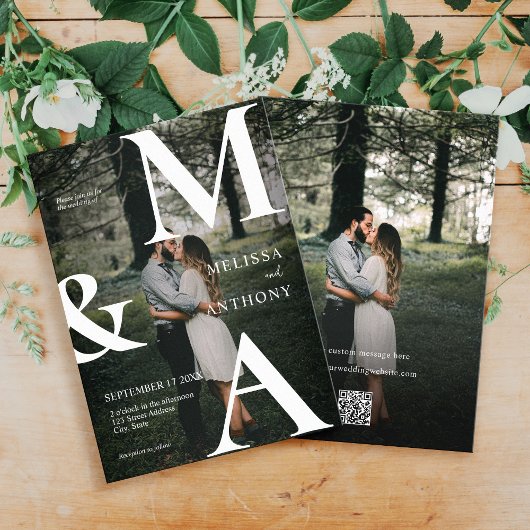 Invitation Mariage photo Monogramme moderne