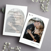Invitation Mariage photo monogramme moderne noir et blanc