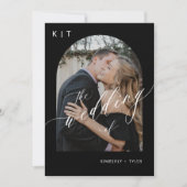 Invitation Mariage photo monogramme moderne noir et blanc (Devant)