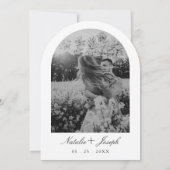Invitation Mariage photo monogramme noir blanc arqué (Dos)