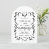 Invitation Mariage photo monogramme noir blanc arqué (Debout devant)
