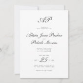 Invitation Mariage photo monogramme noir noir (Devant)