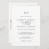 Invitation Mariage photo Monogramme tout en un (Devant / Derrière)