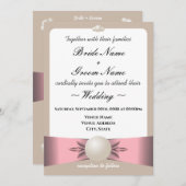 Invitation Mariage photo Muet & Tan Pearl Ribbon (Devant / Derrière)