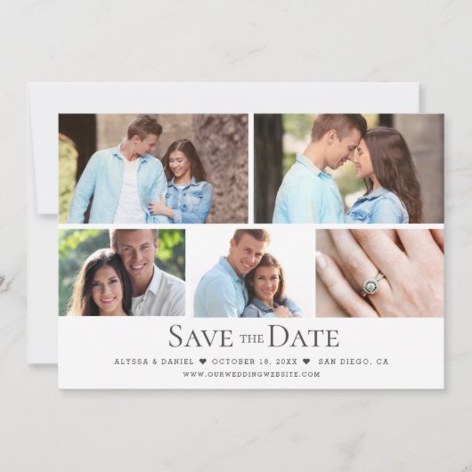 Invitation Mariage photo multiple Black White (Devant)