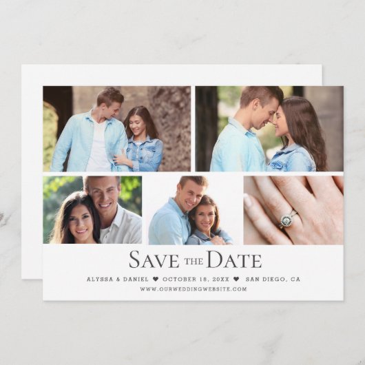 Invitation Mariage photo multiple Black White (Devant / Derrière)