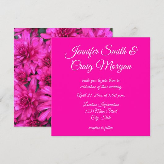 Invitation Mariage Photo Mums Rose Chaud (Devant / Derrière)