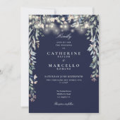 Invitation Mariage photo Navy Blue Floral (Devant)
