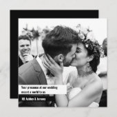 Invitation Mariage photo noir blanc Carré (Devant / Derrière)