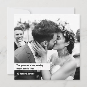 Invitation Mariage photo noir blanc Carré