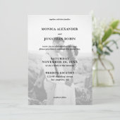 Invitation Mariage Photo Noir & Blanc Moderne (Debout devant)