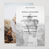 Invitation Mariage Photo Noir & Blanc Moderne (Devant / Derrière)