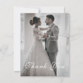 Invitation Mariage photo noir blanc or floral Merci (Devant)