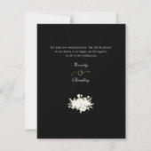 Invitation Mariage photo noir blanc or floral Merci (Dos)
