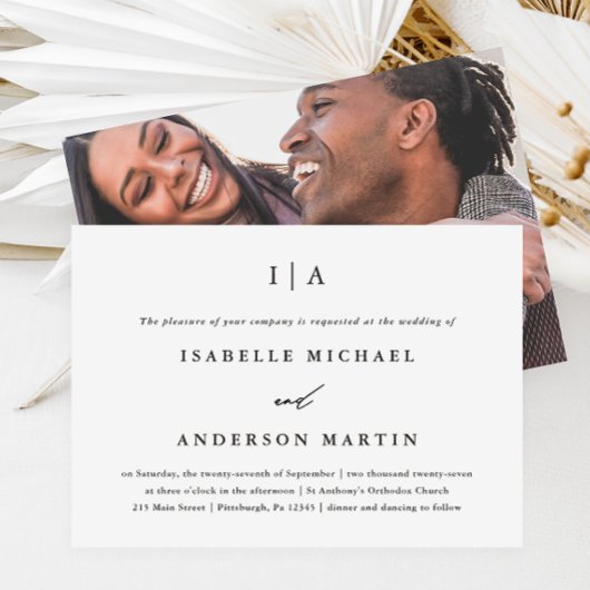 Invitation Mariage photo noir et blanc classique