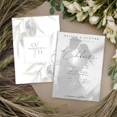 Invitation Mariage photo noir et blanc de la branche d'olivie