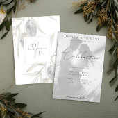Invitation Mariage photo noir et blanc de la branche d'olivie