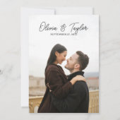 Invitation Mariage photo noir et blanc de script simple (Dos)