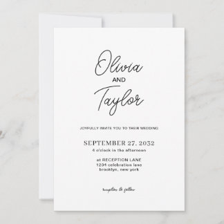 Invitation Mariage photo noir et blanc de script simple