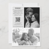 Invitation Mariage photo noir et blanc du journal mariage (Dos)