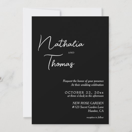 Invitation Mariage photo noir et blanc simple (Devant)