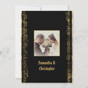 Invitation Mariage photo noir et or
