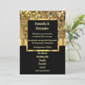 Invitation Mariage photo noir et or (Debout devant)