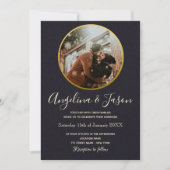 Invitation Mariage photo noir et or minimal (Devant)