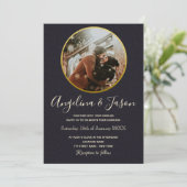 Invitation Mariage photo noir et or minimal (Debout devant)