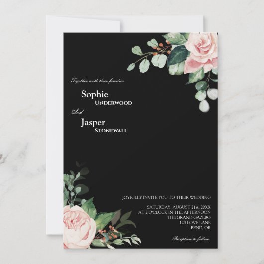 Invitation Mariage photo noir flush (Devant)