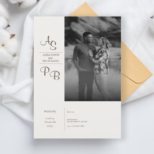 Invitation Mariage photo noir minimaliste