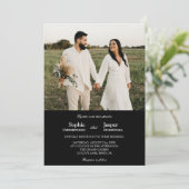 Invitation Mariage photo noir minimaliste classique moderne (Debout devant)