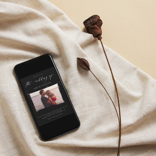 Invitation Mariage photo noir moderne