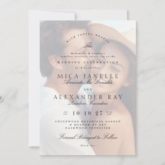 Invitation Mariage photo  noir noir (Devant)