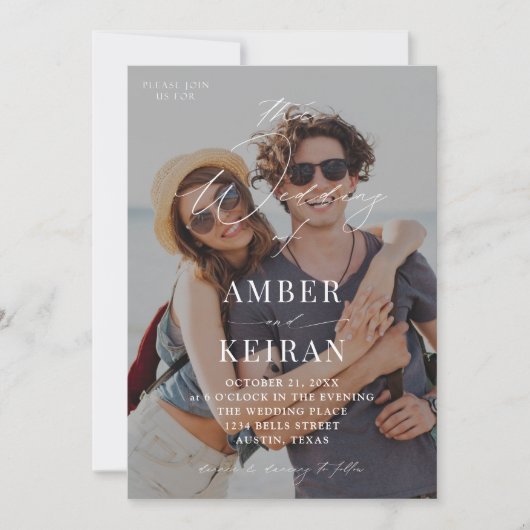 Invitation Mariage photo nuances légèrement teintées (Devant)