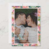 Invitation Mariage photo Ocean Green et Peach Flowers (Devant)