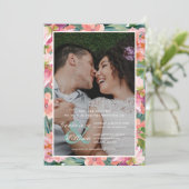 Invitation Mariage photo Ocean Green et Peach Flowers (Debout devant)
