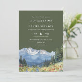 Invitation Mariage photo Olive Green Mountain Fleur sauvage (Debout devant)