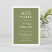 Invitation Mariage photo Olive Green QR Code (Debout devant)