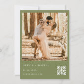 Invitation Mariage photo Olive Green QR Code (Dos)