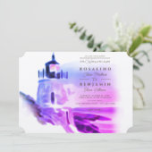 Invitation Mariage photo Ombre Watercolor Pink Lighthouse (Debout devant)
