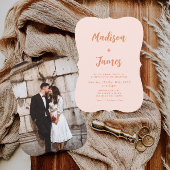 Invitation Mariage photo Orange Boho Retro