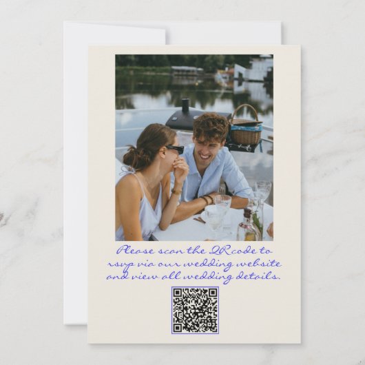 Invitation Mariage photo original de code QR écrit main (Dos)