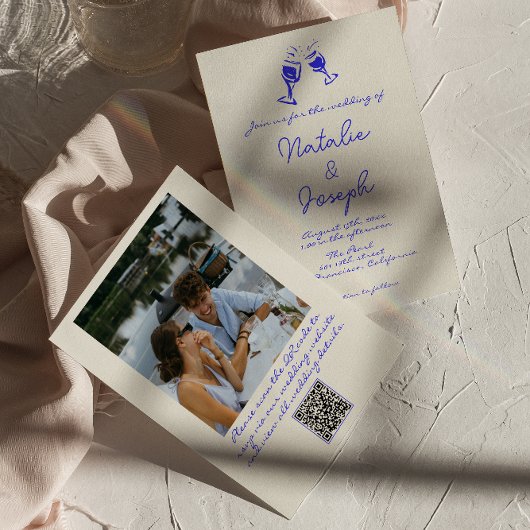 Invitation Mariage photo original de code QR écrit main