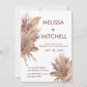Invitation Mariage Photo Pampas Élégance Grass Mauve rose (Devant)
