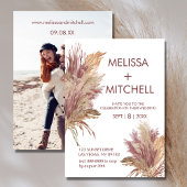 Invitation Mariage Photo Pampas Élégance Grass Mauve rose
