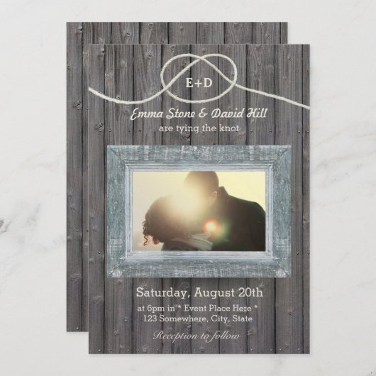 Invitation Mariage photo Patiné rustique (Devant / Derrière)