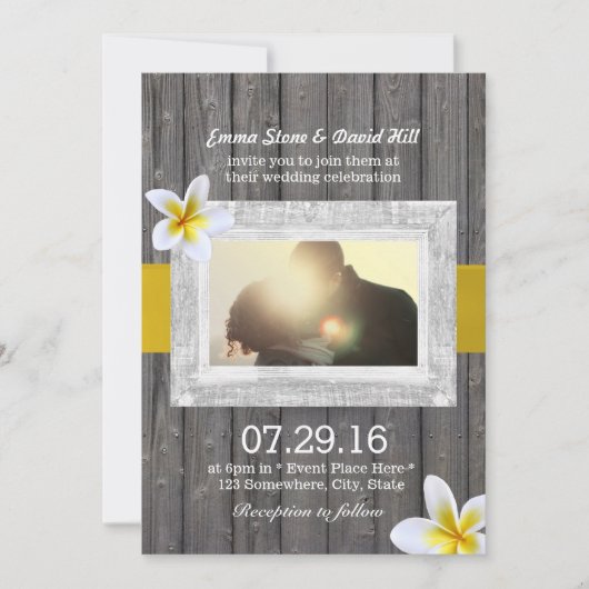 Invitation Mariage photo personnalisé Fleur Frangipani classi (Devant)