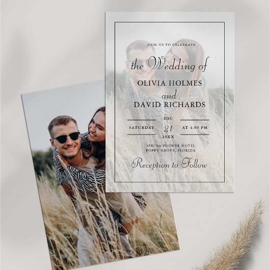 Invitation Mariage photo personnalisé minimaliste Boho